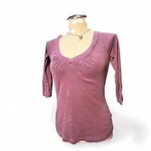 INC International Concepts Mauve V-Neck 3/4 Sleeve Top